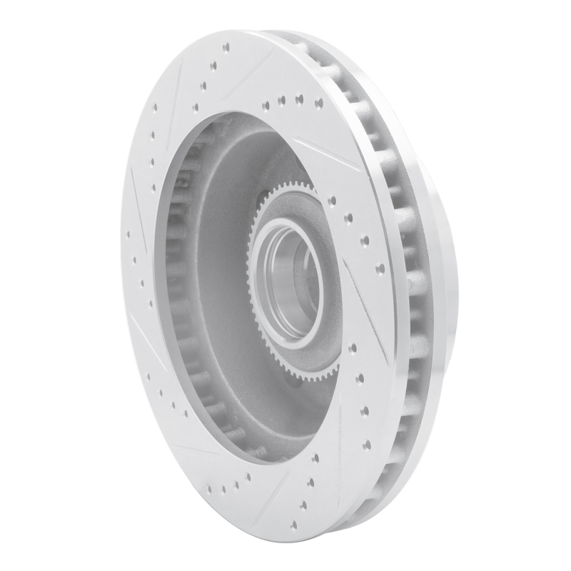 Ford F-250 Super Duty Brake Rotor (1) - Front Right - R1 Concepts - Drilled & Slotted - Silver - `03-`05
